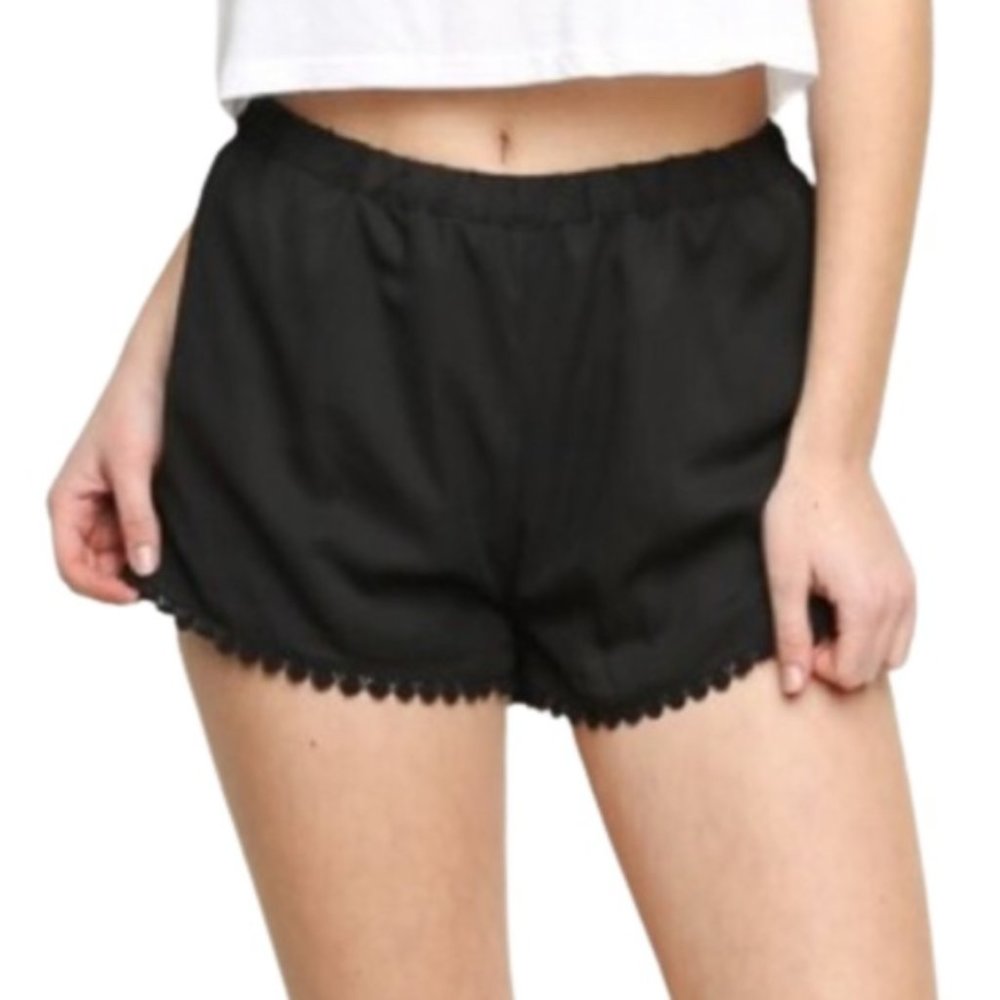Brandy Melville Black Crochet Trim Leticia Shorts